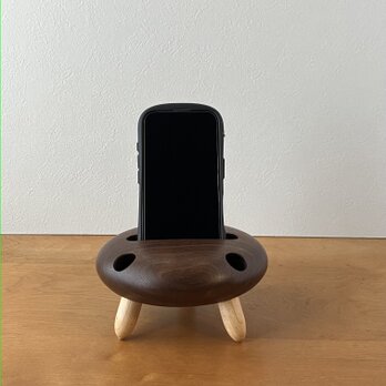 木製スマホスピーカースタンド Woofo【ブラックウォールナット】