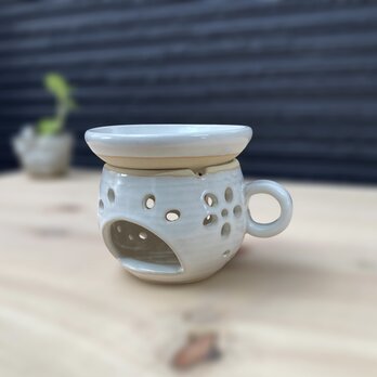 マグカップ香炉⭐︎茶香炉⭐︎アロマポット⭐︎ランプシェード⭐︎白花の画像