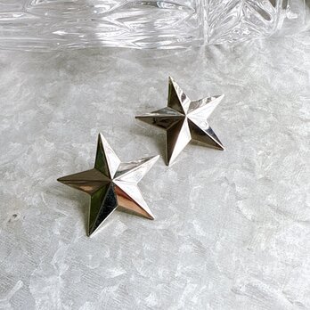 PA381-【 AVON 】エイボン・ヴィンテージピアス 1986 Silver Tone Starの画像