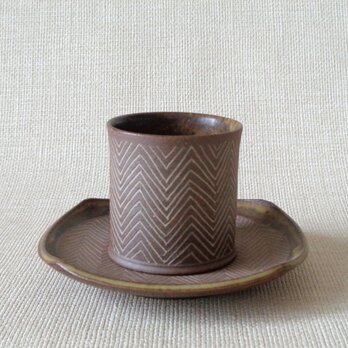 カップ＆ソーサー (象嵌焼き締めb）