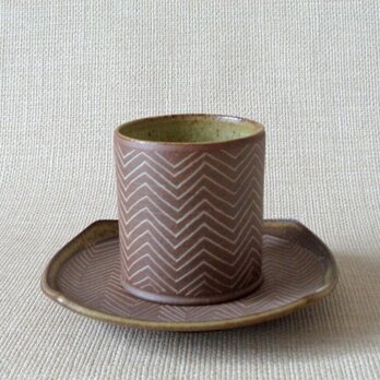 カップ＆ソーサー（象嵌焼き締めa)