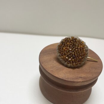 【cafe  カフェ】ひと針ひと針丁寧に　ヘアアクセサリー　ゴールド　ブラウン　hCの画像