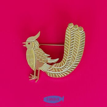 ピヨピヨ鳳凰ブローチ（金色）