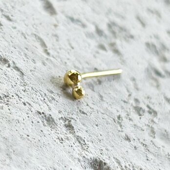 K24純金 丸玉＋子丸玉スタッドピアス◇ K24 Round Ball Stud（片耳分～）◇K24 釈迦玉ピアの画像