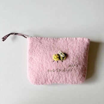 みつばちさんとれんげのポーチ　　いちごみるく