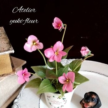★粘土の花[スミレ咲く〜ピンク]★の画像