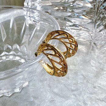 P644-ヴィンテージピアス U.S.A. 1980s Gold Tone Openwork Hoops