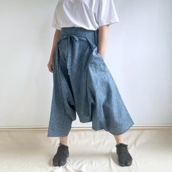 【1点もの】さんかくパンツ -浴衣地 鮮やかな青の波模様 （ヴィンテージ） TRP502の画像