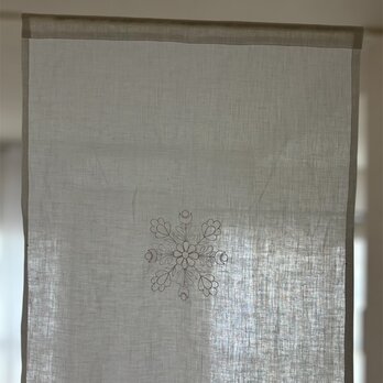 カフェカーテン　オリジナル刺繍【薄地　リノ　ネージュ　ホワイト　】の画像