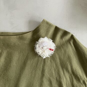 アンティークレースのふわふわブローチ[RED・3flower]