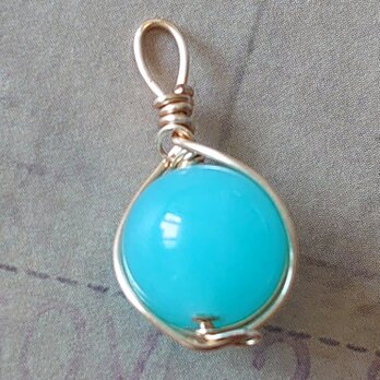 シーブルーカルセドニー(金色ワイヤー）