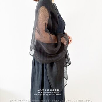 ⭐️2点売れました⭐️ 透け感が美しい ブラック メッシュ リネン フォーマル 黒 冠婚葬祭 軽い ストールの画像