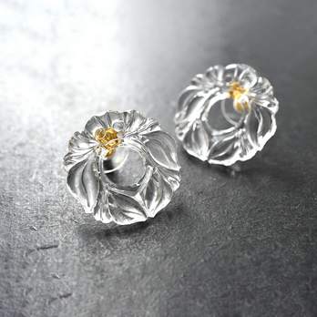 ヴィクトリアンヴィンテージリースガラスのピアス／イヤリング　pag061