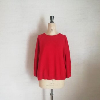 【秋色♡新色】オーガニックコットン100%鹿の子ポンチョプルオーバー　ダークレッドの画像