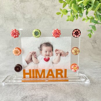 【名入れ】うるつやマグネット　フォトフレーム「小さなまるごとケーキ」　スイーツ　カラフル　クリア　透明　L版　ペット　ベビーの画像
