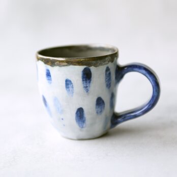 雨模様のコーヒーカップ（小）(藍色の取っ手）の画像
