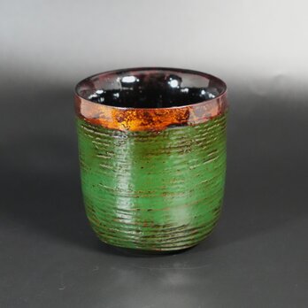 Urushi  Beer  Cap       ビアカップ　麻巻銅粉蒔緑漆研出　の画像