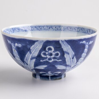 古伊万里 白抜き芭蕉文 碗 1客 江戸後期 E1275