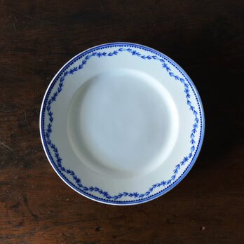 18世紀 tournai トゥルネー 軟質磁器 平皿 ギルランド 青 φ24.2cm フランス アンティーク 050688の画像