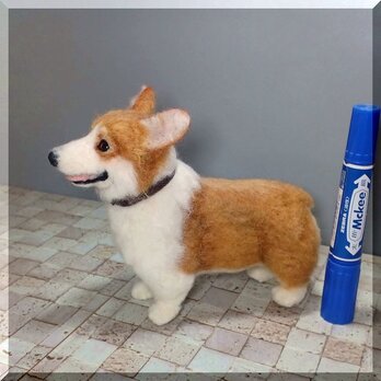 羊毛フェルト　犬　コーギー　ウェルシュ・コーギー　犬フィギュアの画像