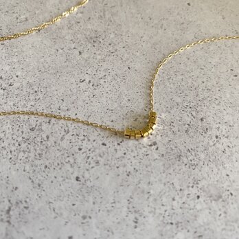 Simple Metal Necklaces ミニマリストレイヤーネックレス　2本Set （キューブ