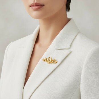 ラブバード 鳥モチーフ ブローチ 光沢ゴールド｜大人上品【ebro9-2】