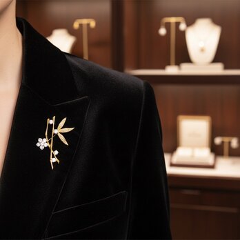 ブロッサムバンブー アンティーク調ゴールド ブローチ【ebro11-AGD】