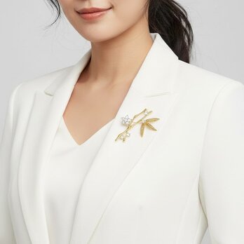 ブロッサムバンブーブローチ アンティーク調ゴールド【ebro11-1】