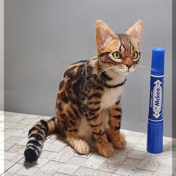 羊毛フェルト　猫　ベンガル猫さん 　ねこ　ネコ　猫フィギュアの画像