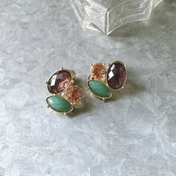 YN40-【 NAPIER 】ネイピア・ヴィンテージイヤリング Purple Pink Mint Greenの画像