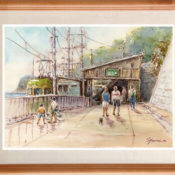 水彩画原画　江ノ電・鎌倉高校前駅改札口　＃674の画像