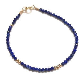 天然石 ラピスラズリ*ゴールドビーズのブレスレット（K14GF）