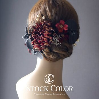 胡蝶蘭とマムのヘッドドレス ヘアアクセサリー 髪飾り＊ウェディング 成人式 白無垢 和装 袴 卒業式の画像