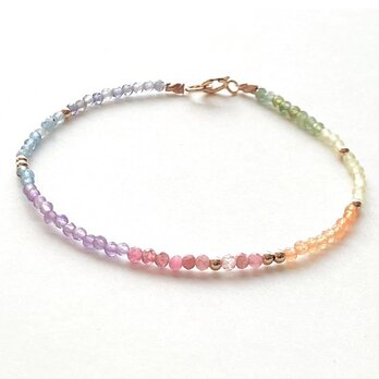 天然石 なないろ*ジュエルブレスレット（K14GF・レインボー）
