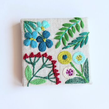 草花の刺繍パネル(botanical）#383の画像