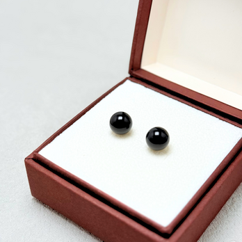 8mm シンプル オニキス/黒瑪瑙  K18 天然石ピアス - petitLの画像