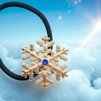 【Color Snow - 彩り結晶のヘアジュエリー】雪の結晶ヘアゴム　ゴールド金具　選べるカラー9種類の画像
