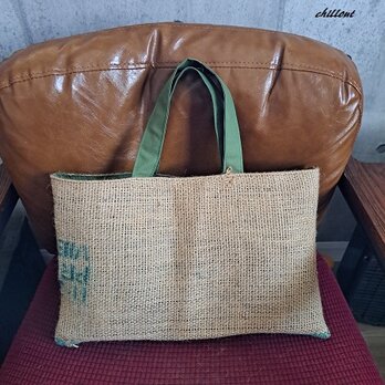 Coffee Hemp Bag：コーヒー麻袋バッグ：グリーン【0946】の画像