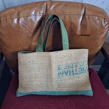 Coffee Hemp Bag：コーヒー麻袋バッグ：グリーン【0947】の画像