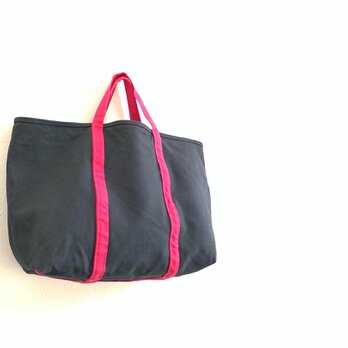 受注制作】帆布　BASIC TOTE(M)  スモークネイビー×マゼンタピンクの画像
