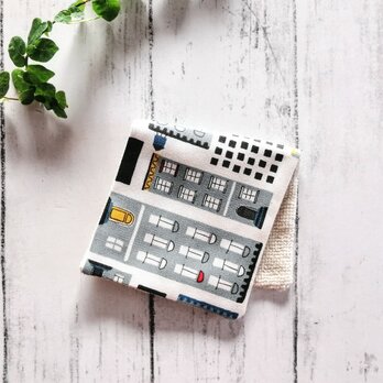 北欧風ビルディング　ハーフハンカチ　ハンカチタオル　ふわふわ　名入れ