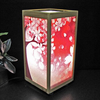 ◆華燭の宿り木=「百花繚乱櫻花」／至福の明り・心温まるひととき／LED昼白色･桧枠造・フイルム加工・軽量／