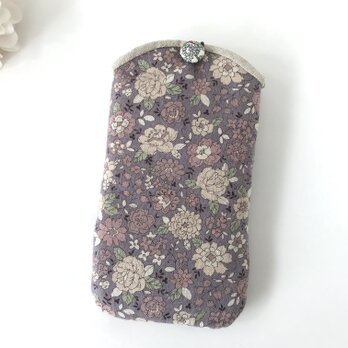 スマホケース スマホポーチ iphoneケース iphoneポーチ 花柄 スモーキーパープル yuwa 紫の画像