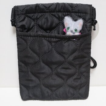羊毛フェルト  猫  ロシアンブルー  ブローチ  ハンドメイドの画像