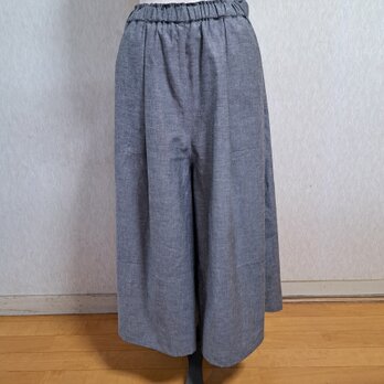 コットン　フレアーパンツ　ガウチョパンツ　ダンガリー　ブラック　黒　フリーサイズ