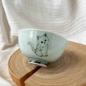 チコロット❤️Sサイズ❤️すべて手描き❤️染付け❤️ご飯茶碗❤️お雑煮やぜんざいに❤️猫❤️可愛い❤️お子さまにも