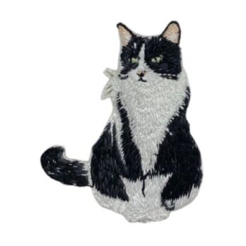アップリケワッペン 八割れ白黒猫 タキシード キャット ねこ 黒猫 UI はちわれ 鉢割れ w-2246の画像