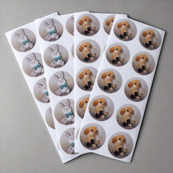 アソート丸型/35mmイラストシール(40枚)