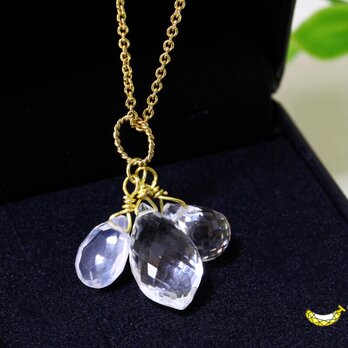 ☾Luna Tears☽ クリスタルとシルキークォーツ ブリオレットカット 14kgf ネックレス 4月誕生石の画像