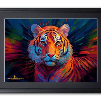 【額付AIアート/A3ノビ】COLORFUL TIGER（カラフルな虎）
